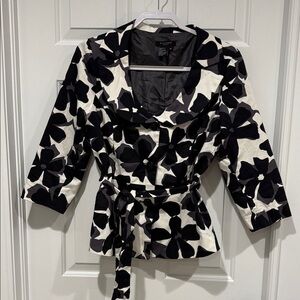 Sandro Black and White Floral Blazer Size Medium